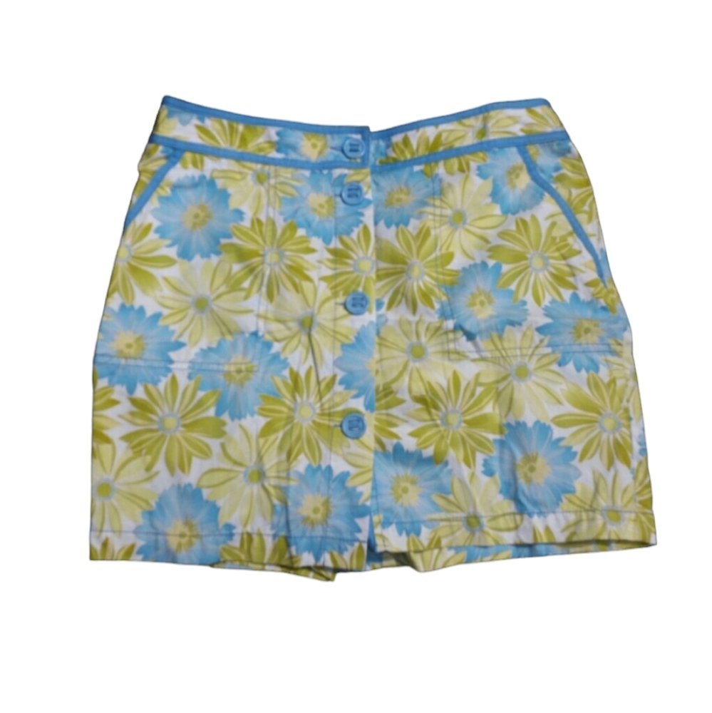 Floral Flower Pocket lime green white blue